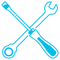 Pictogramme d'une clé à molette et d'un tourne vis plat Pictogramme d'une clé à molette et d'un tourne vis plat